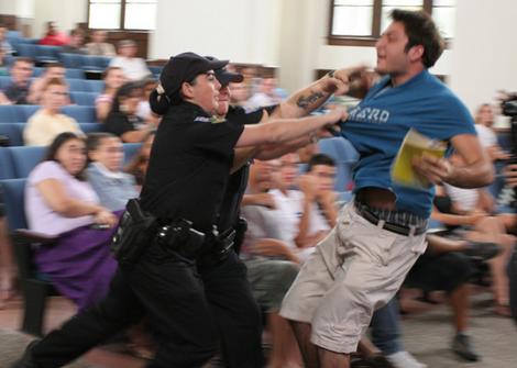 Andrew Meyer being Tased by campus police at a John Kerry speech