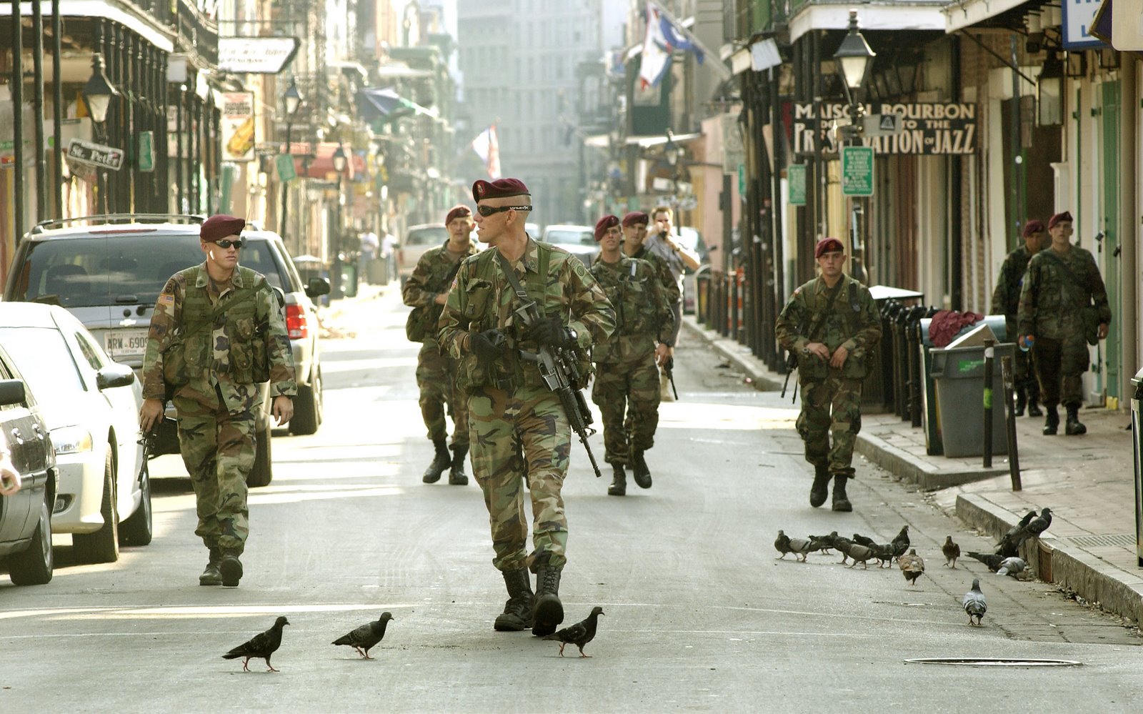 U.S. Soldiers patrol a U.S. city